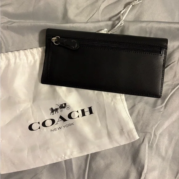 Coach Black Saffiano Leather Slim Wallet - Picture 2 of 4